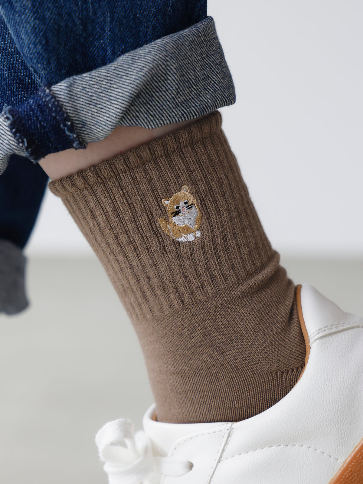 ねこ刺繍アメリブショートソックス