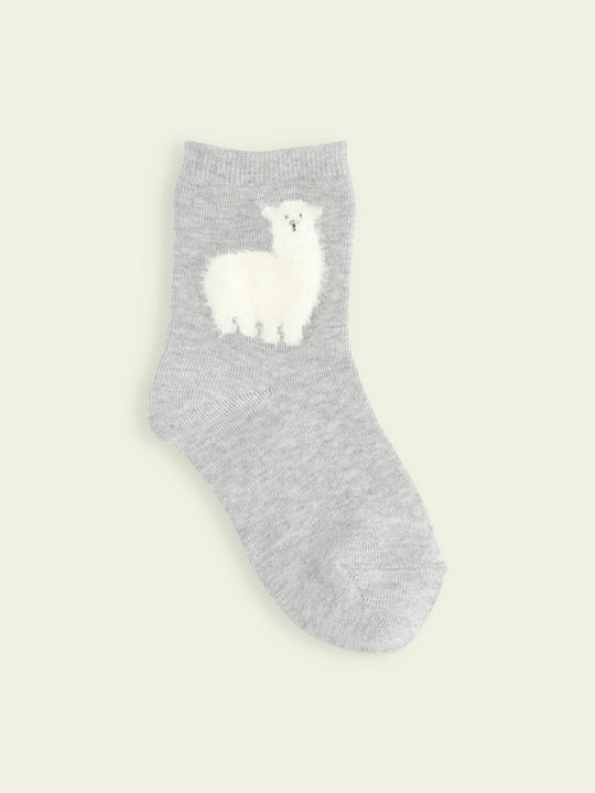【3足1,485円】キッズ もふもふ動物ショートソックス / 19-21cm