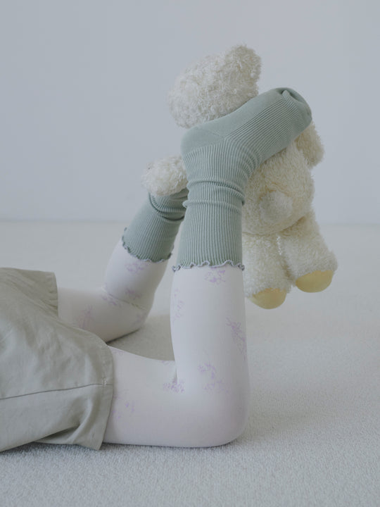 【キッズ】80デニールフラワー柄タイツ / 95-115cm