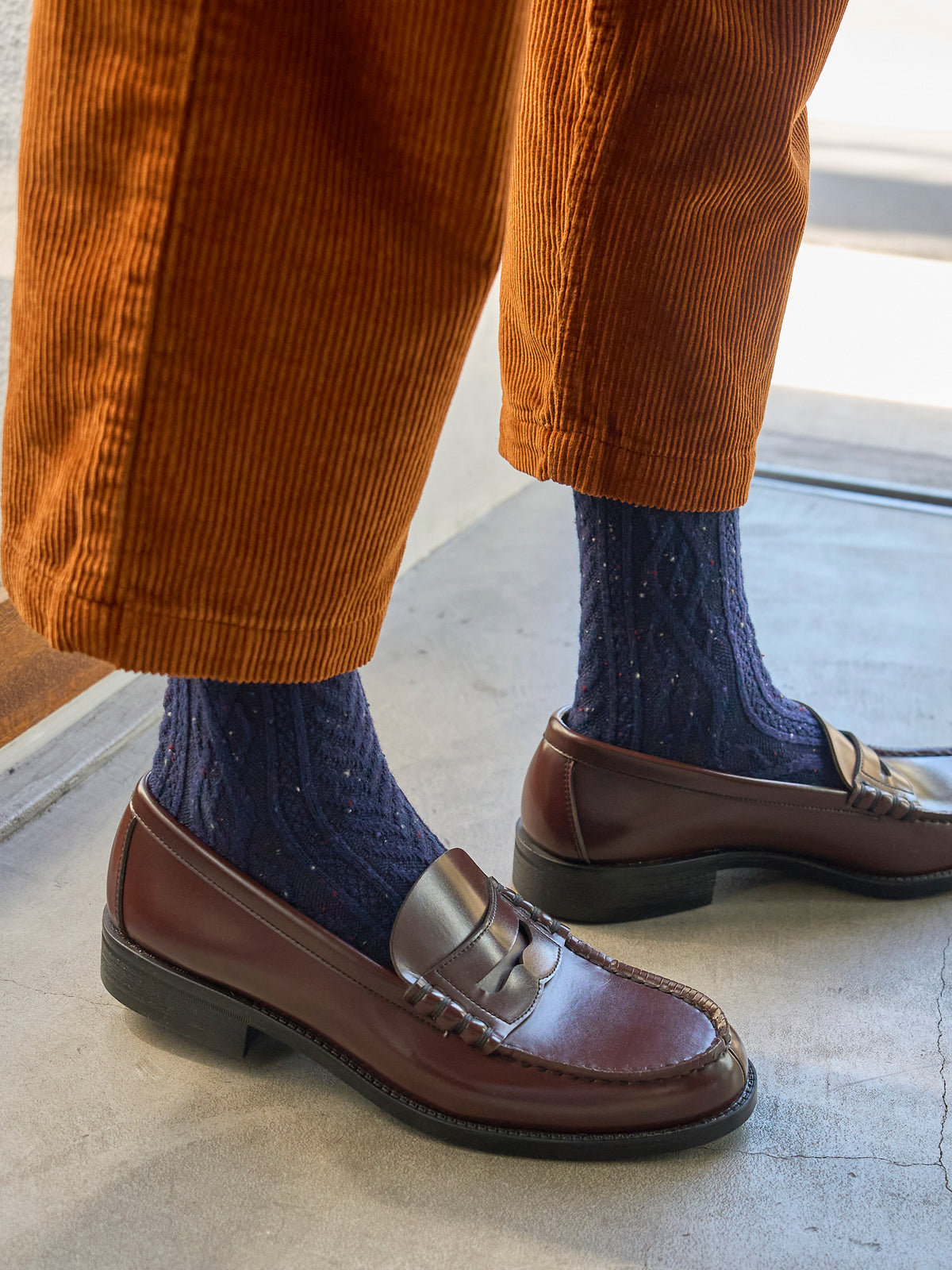 【Tabio MEN】 紡毛アランケーブルソックス