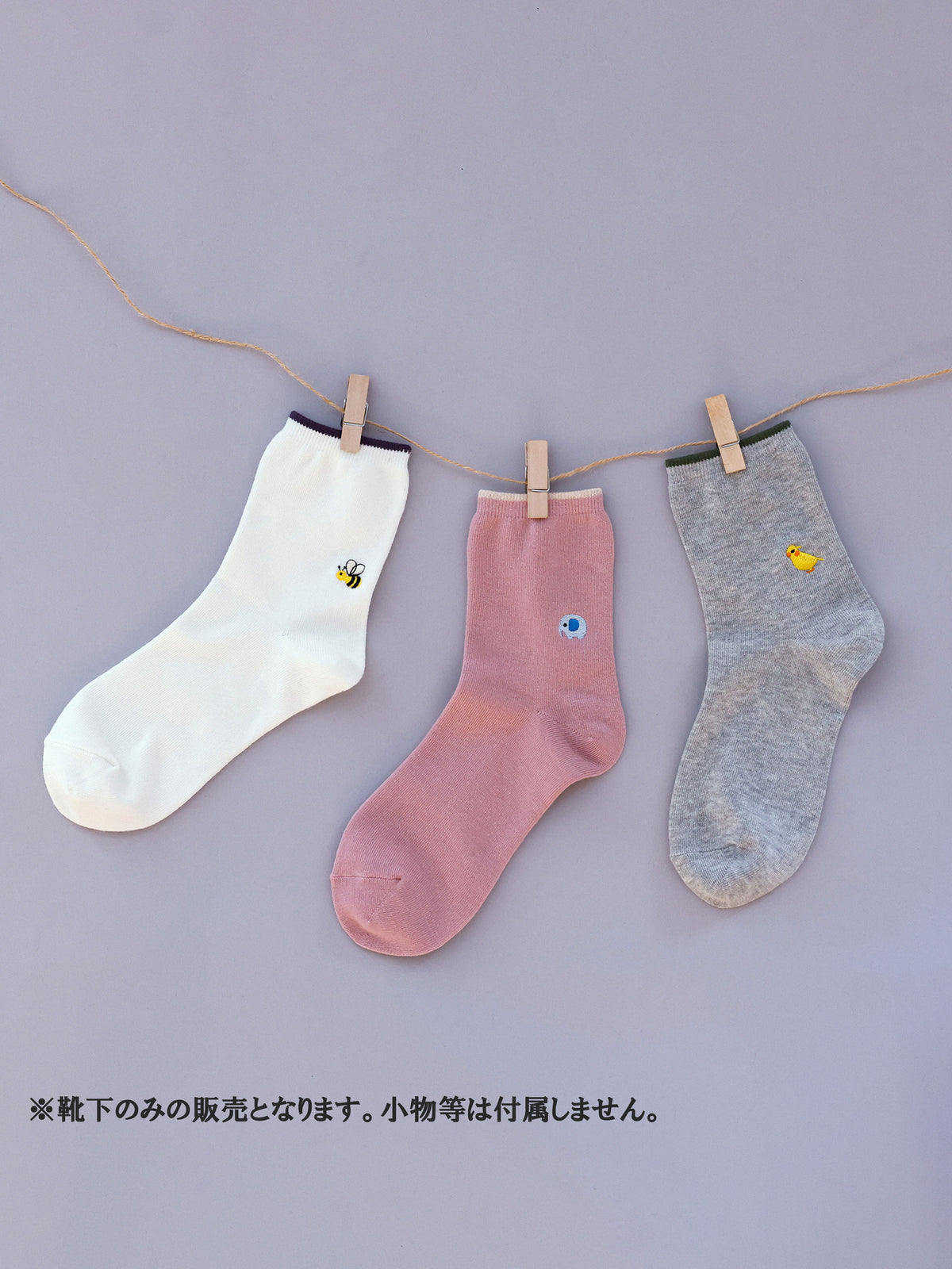 【おおきめサイズ】WEB限定 トップ切替刺繍ソックス 3足セット / 24.5-26.5cm