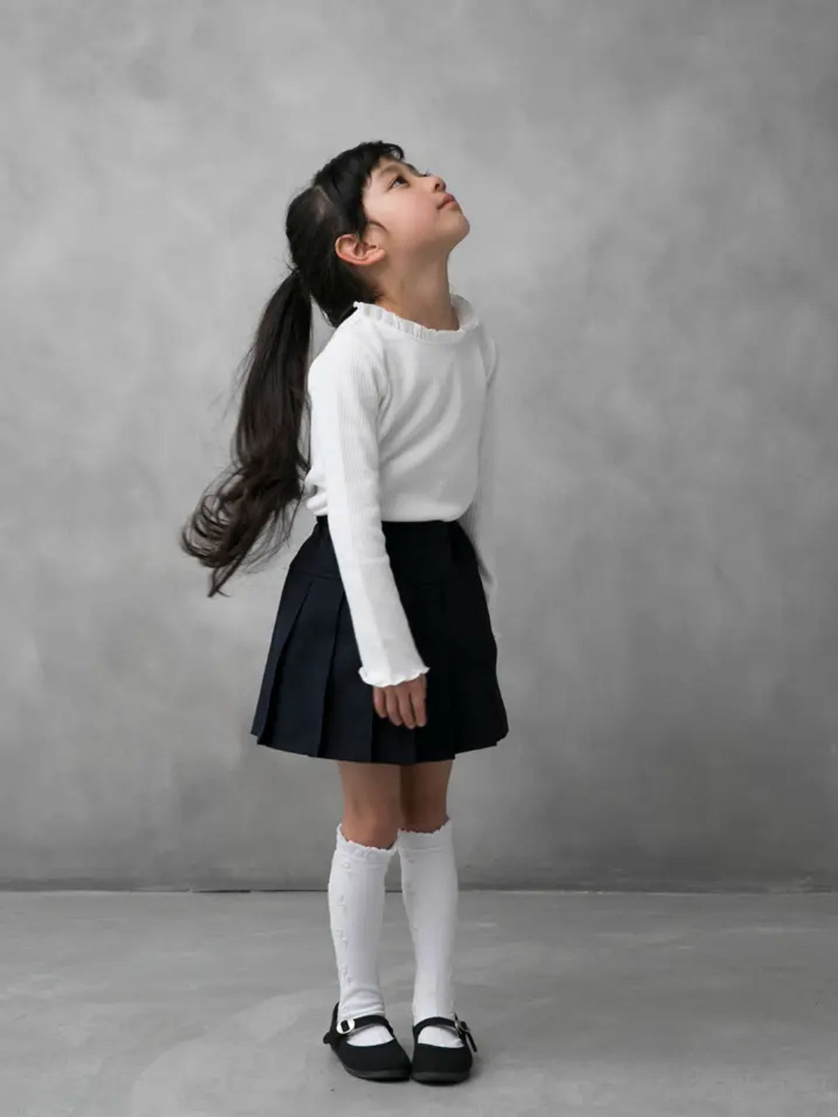 【キッズ】フロートリボン柄ハイソックス / 19-21cm