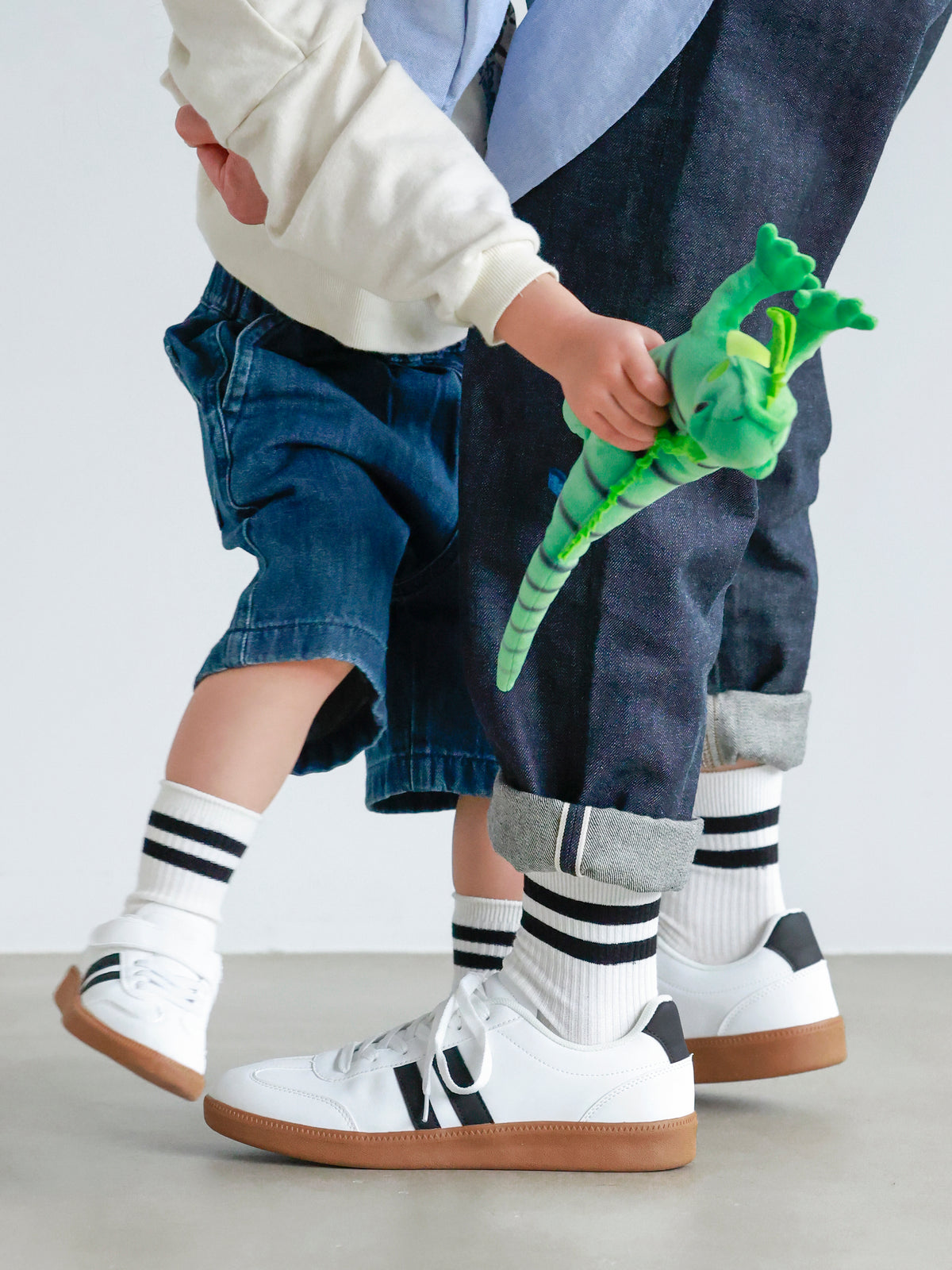 【3足1,485円】キッズ リブ2本ラインショートソックス / 19-21cm