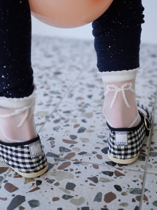 【キッズ】 レースアップシアーショートソックス / 19-21cm