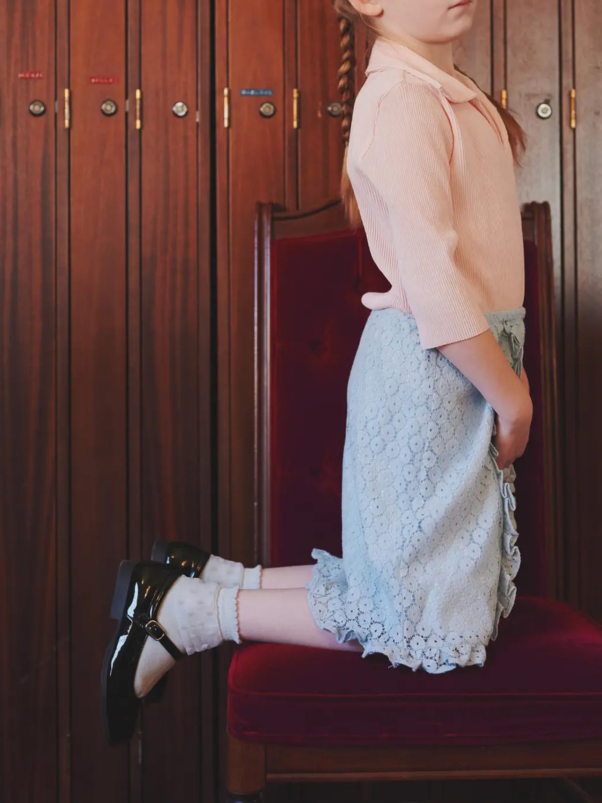 【キッズ】チュールドット柄ショートソックス / 19-21cm