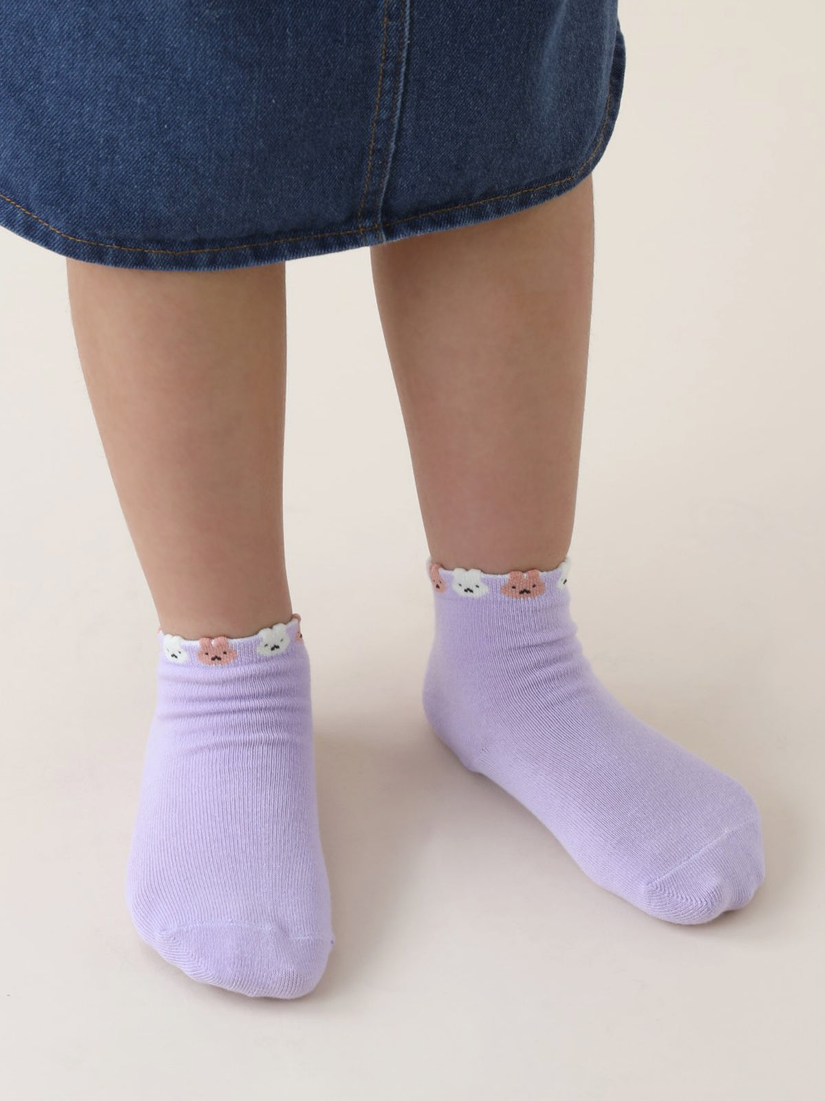 【3足1,485円】キッズ 履き口たっぷりうさちゃんショートソックス / 16-18cm