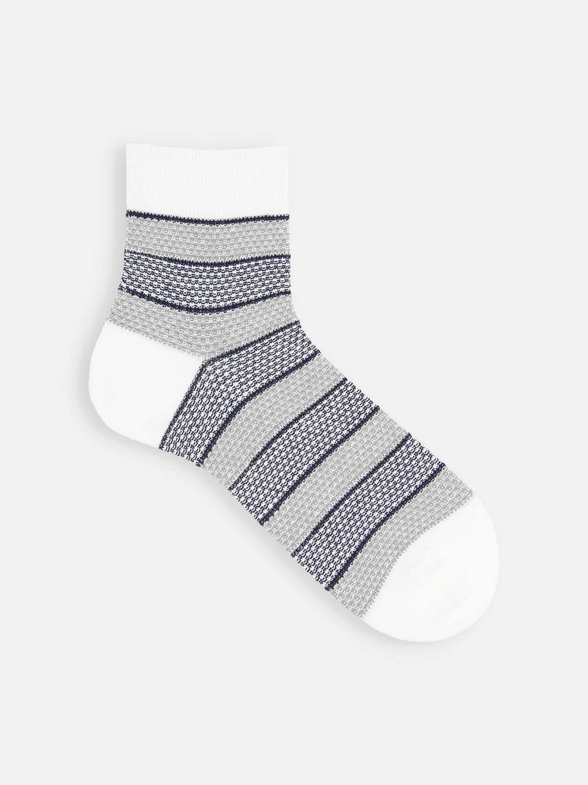 【Tabio MEN】さらっとやわらか綿麻太ボーダーショートソックス(27.0~29.0cm)