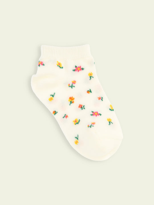 【3足1,485円】キッズ 小花柄スニーカー丈ソックス / 13-15cm