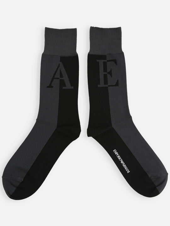 【EMPORIO ARMANI】 E・Aロゴクルー丈ソックス