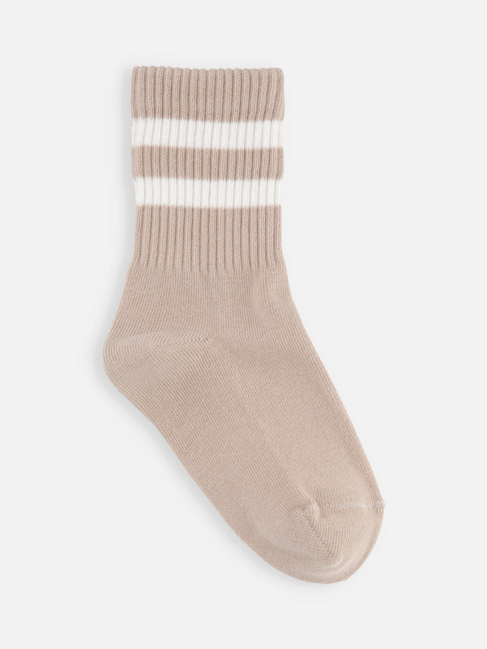 【キッズ】表糸綿100%で毛玉が出来にくいラインソックス / 19-21cm