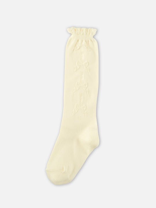 【キッズ】フロートリボン柄ハイソックス / 19-21cm