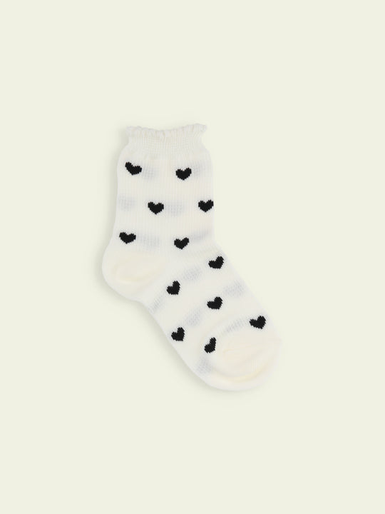 【3足1,485円】キッズ ピコワッフルハートショートソックス / 13-15cm