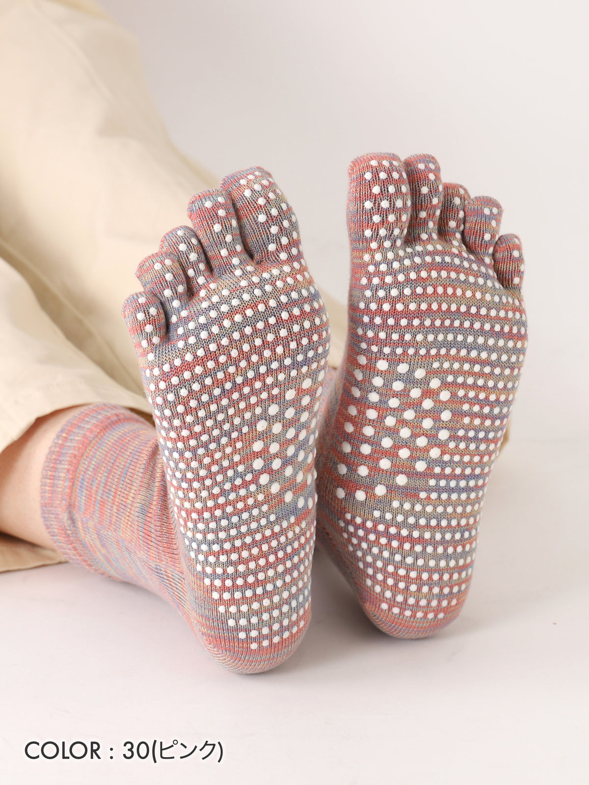 【整脚Labo】New綿混五本指ツボ押しショートソックス / 24.0~26.0cm