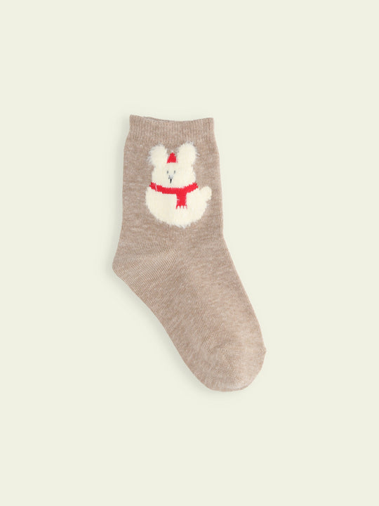 【3足1,485円】キッズ クリスマス限定 もふもふ動物ショートソックス / 13-15cm