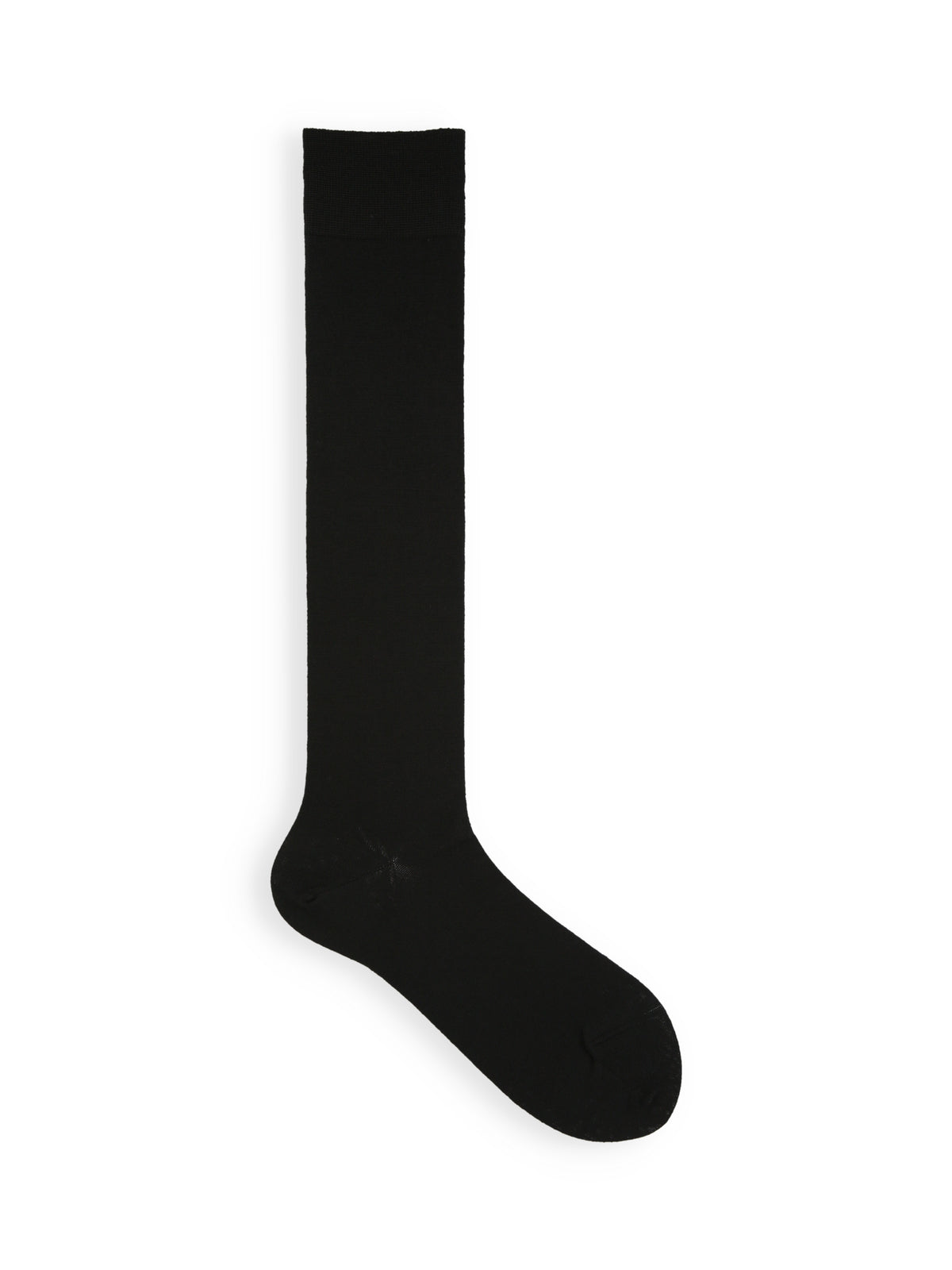 ハイゲージ梳毛ベタハイソックス - クロ