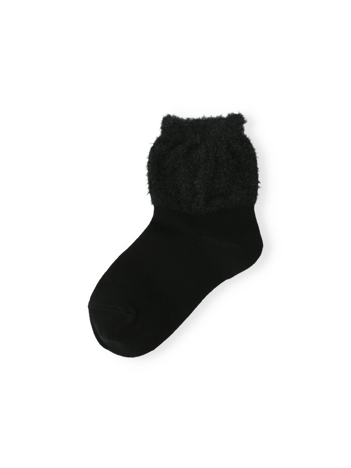【3足1,485円】トップ切替モールショートソックス / 19-21cm - クロ
