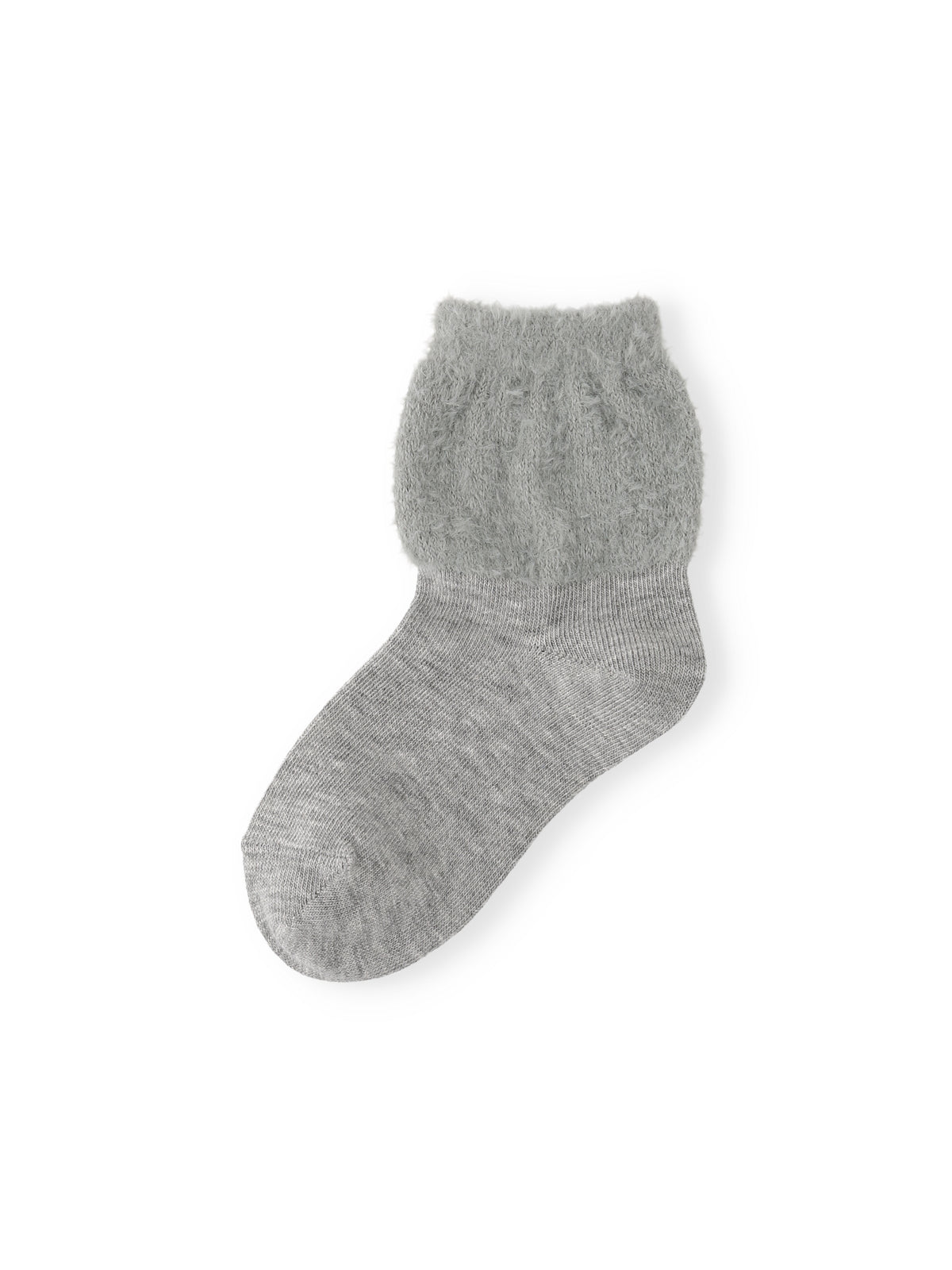 【3足1,485円】トップ切替モールショートソックス / 19-21cm - グレーモク