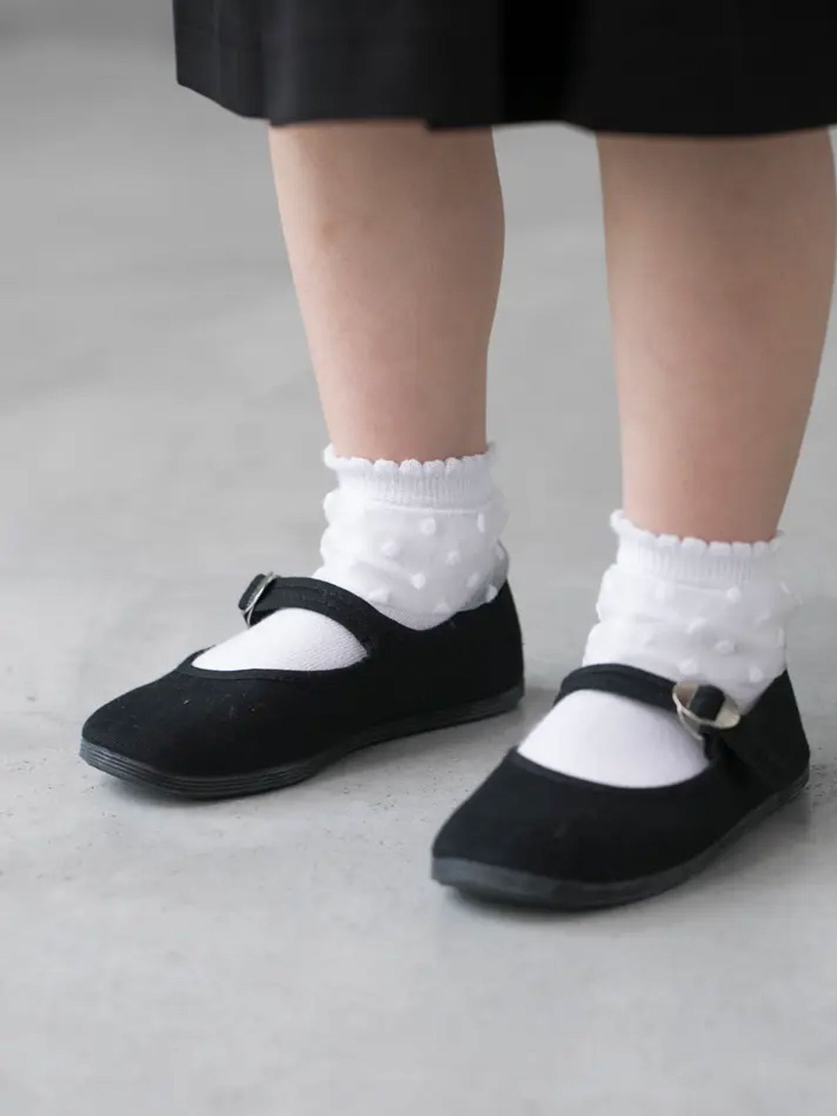 【キッズ】チュールドット柄ショートソックス / 16-18cm - サラシ