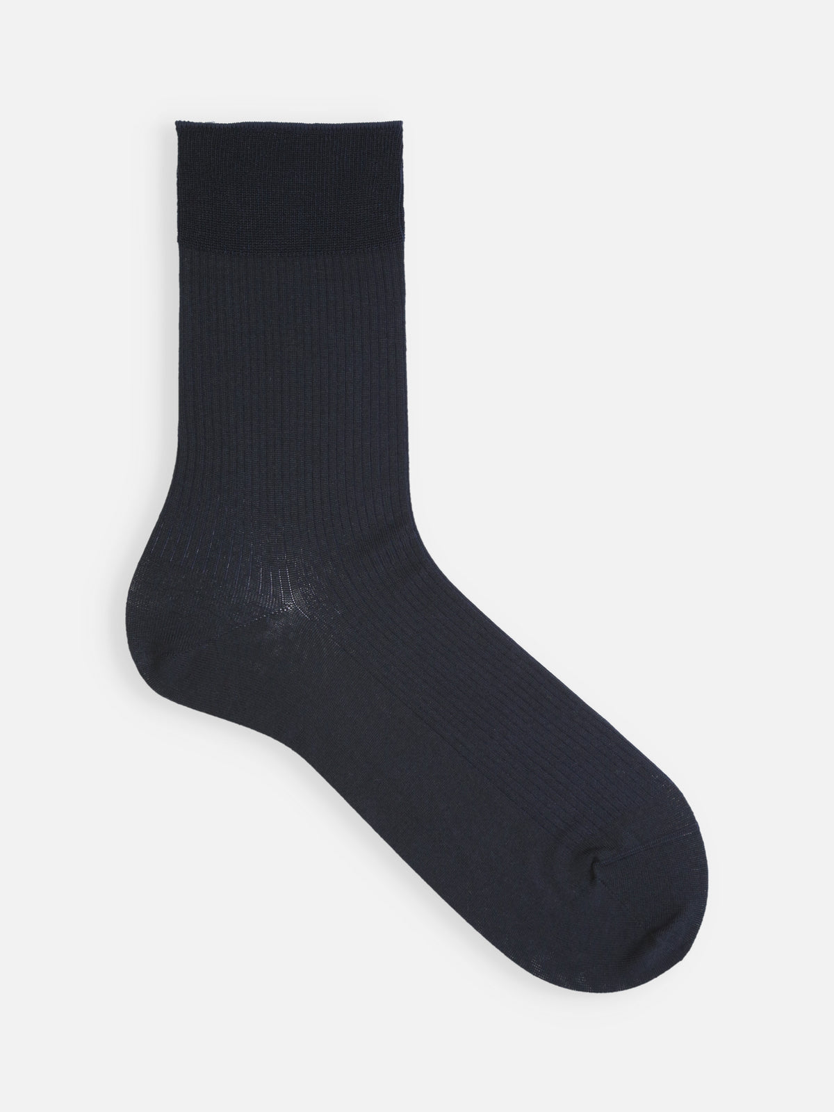 【Tabio MEN】綿履き口ゆったり3×1リブショートソックス(27.0～29.0cm) - ネイビー