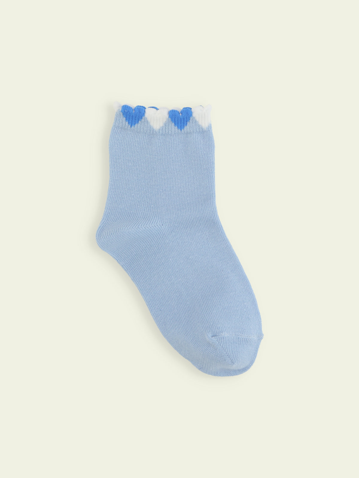 【3足1,485円】キッズ 履き口たっぷりハートショートソックス / 13-15cm - サックス