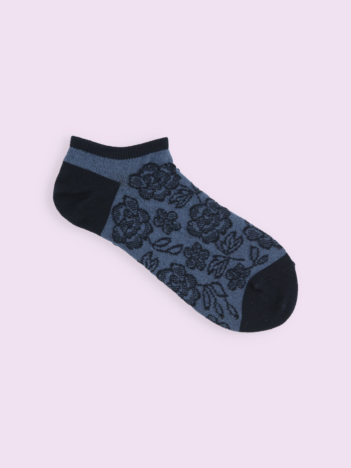 【3足1,485円】線画花柄フロートスニーカー丈ソックス