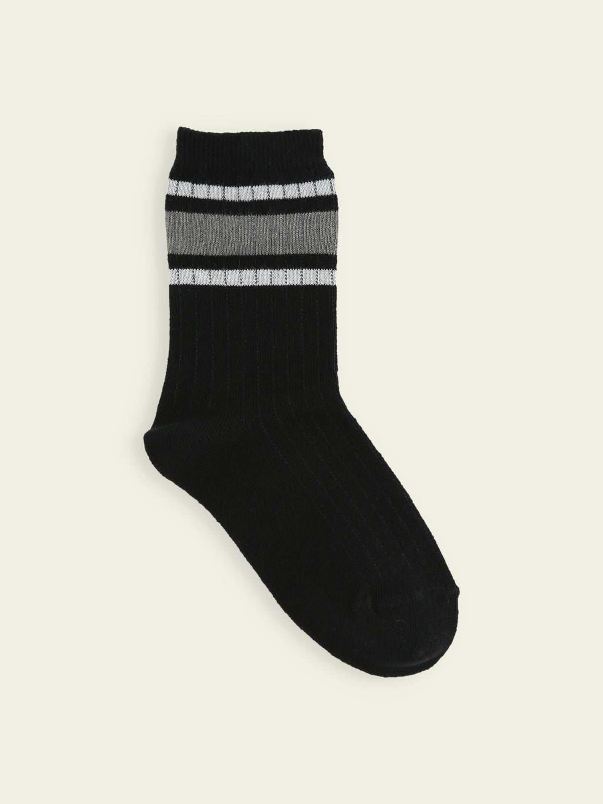 【3足1,485円】キッズ 三本ラインショートソックス / 13-15cm - クロ