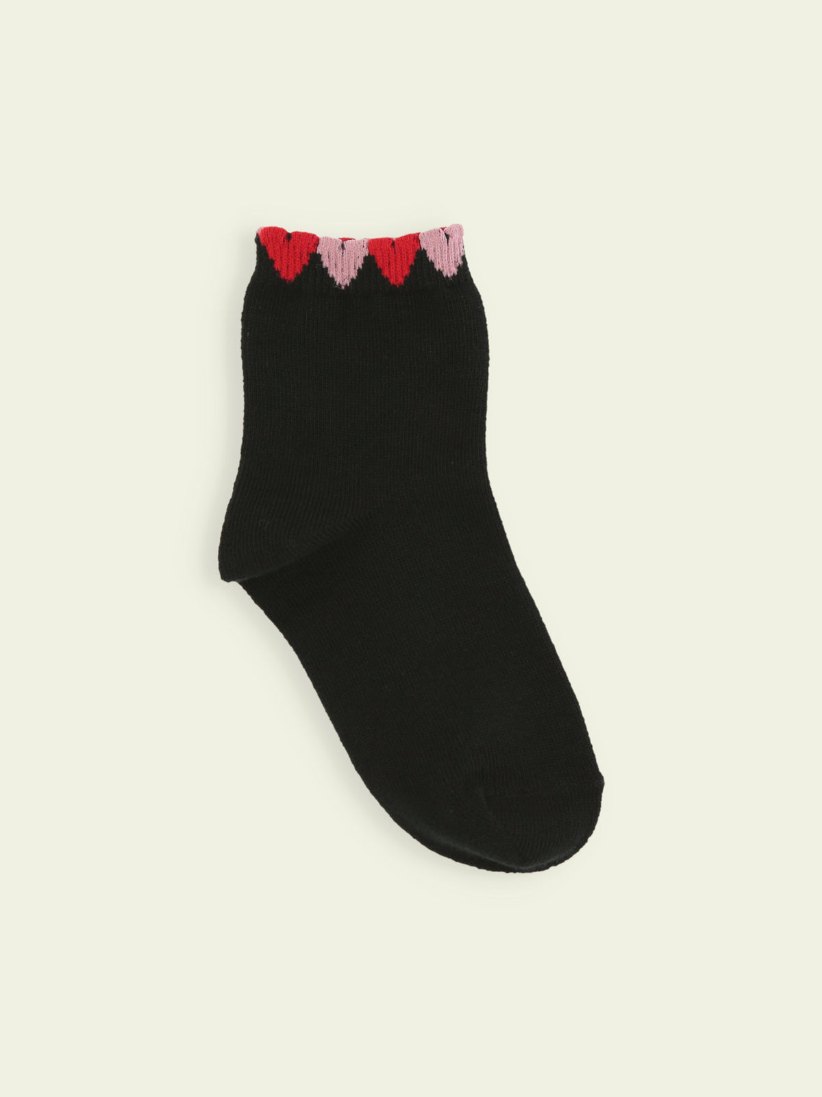 【3足1,485円】キッズ 履き口たっぷりハートショートソックス / 13-15cm