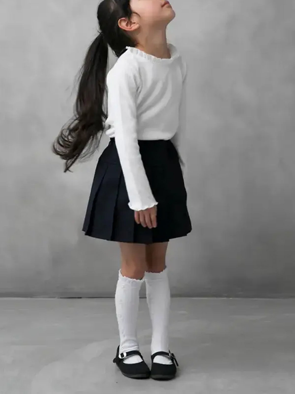 【キッズ】フロートリボン柄ハイソックス / 19-21cm - サラシ
