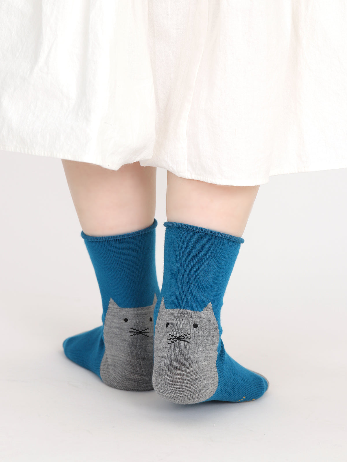 【3足1,485円】毛混かかとねこ履き口くるくるショートソックス
