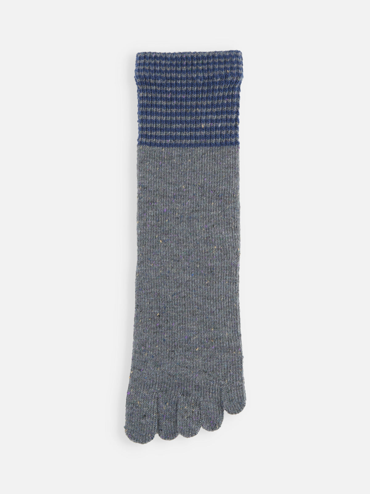 【Tabio MEN】WOOLネップ五本指ソックス - ブルーグレー+ネイビー