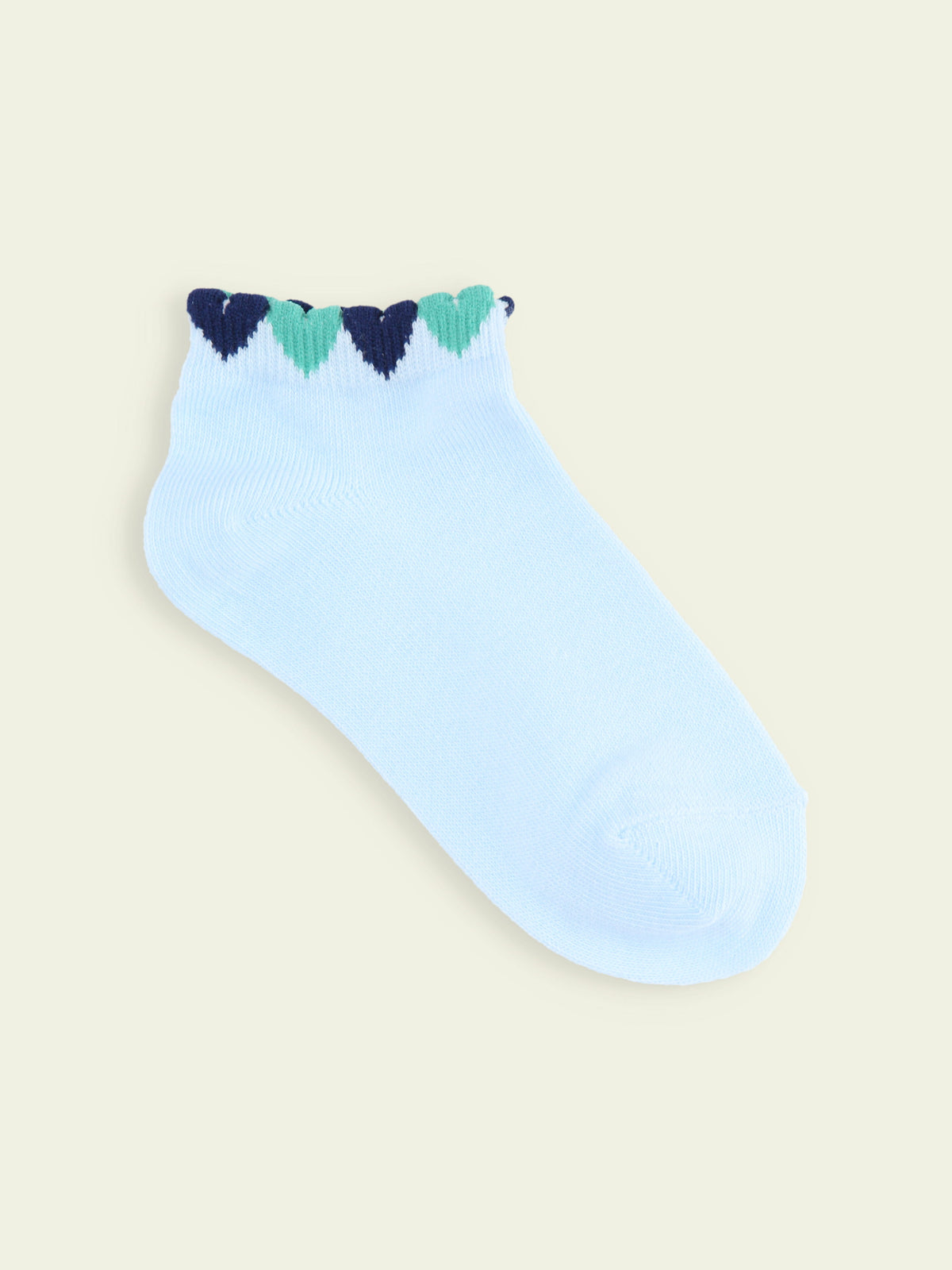 【3足1,485円】キッズ ゴム口たっぷりハートスニーカー丈ソックス / 13-15cm - サックス