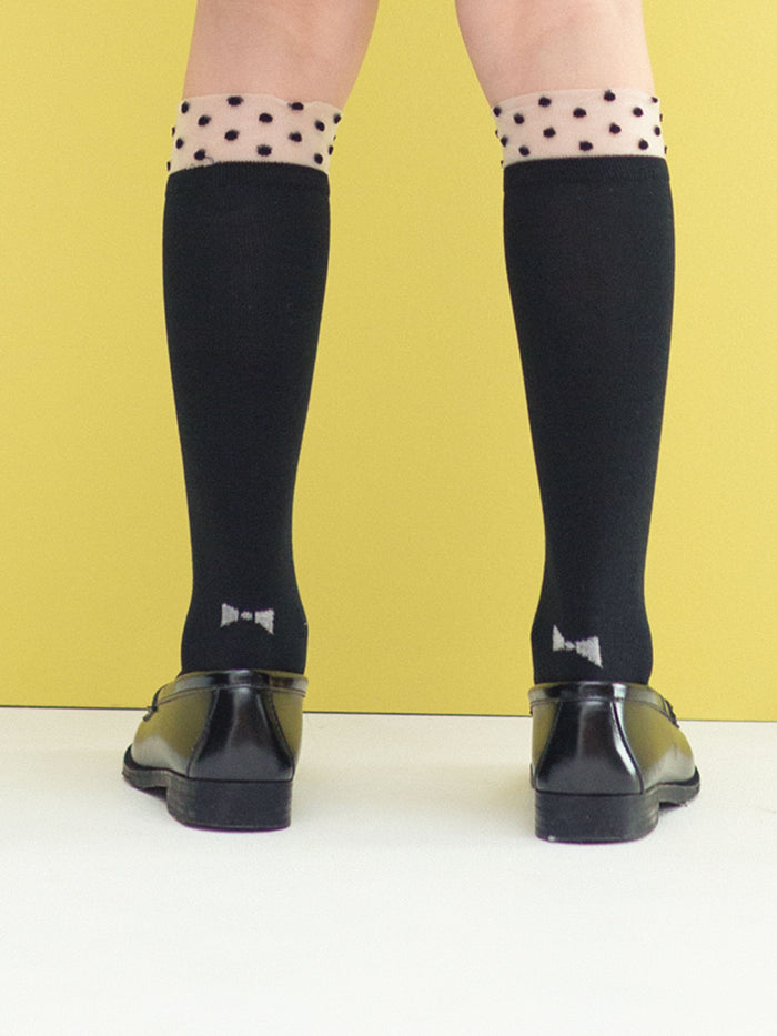 【キッズ】チュールドット柄ハイソックス / 16-18cm