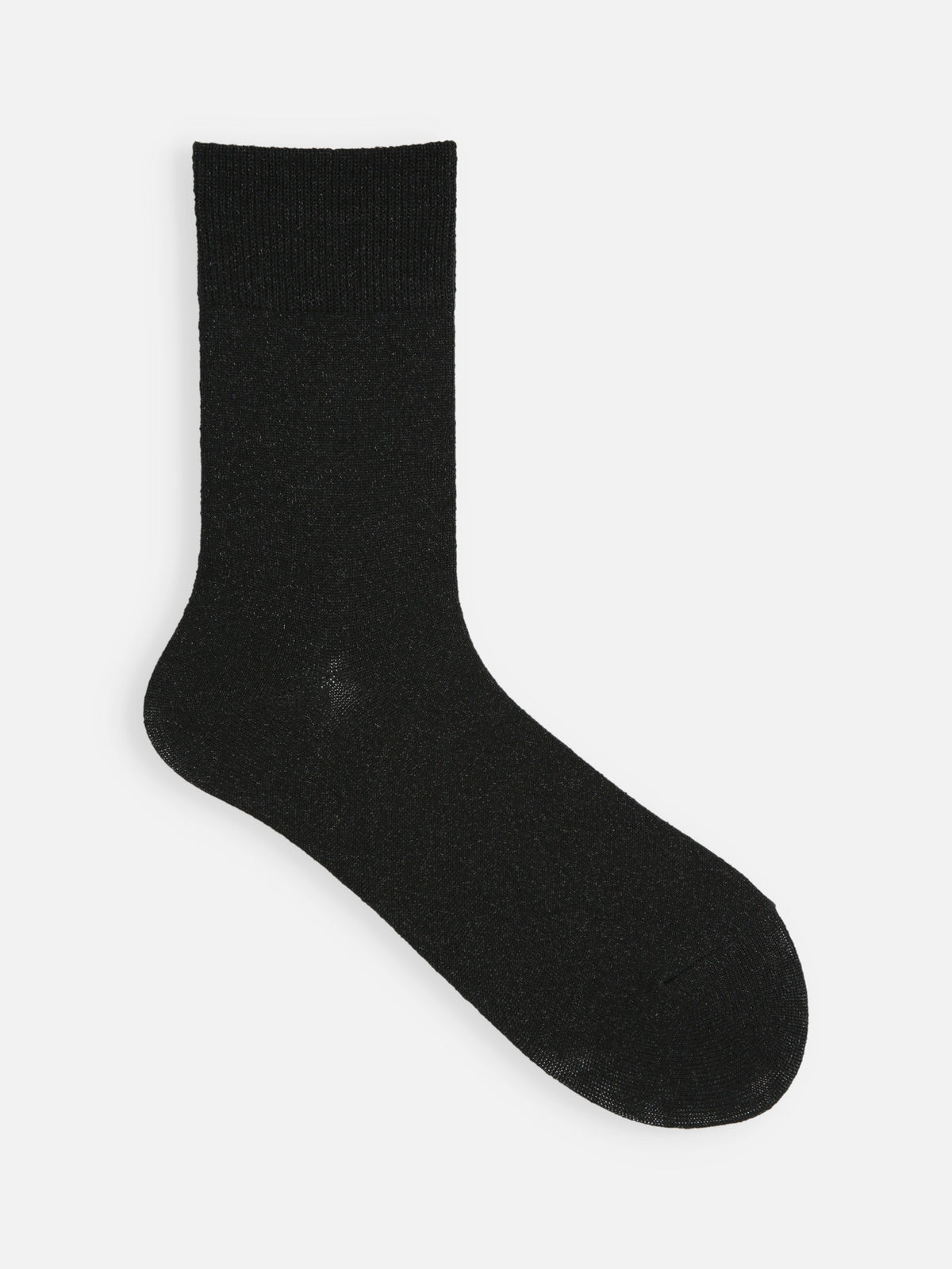 【毛混】ラメゴム長ソックス - クロ