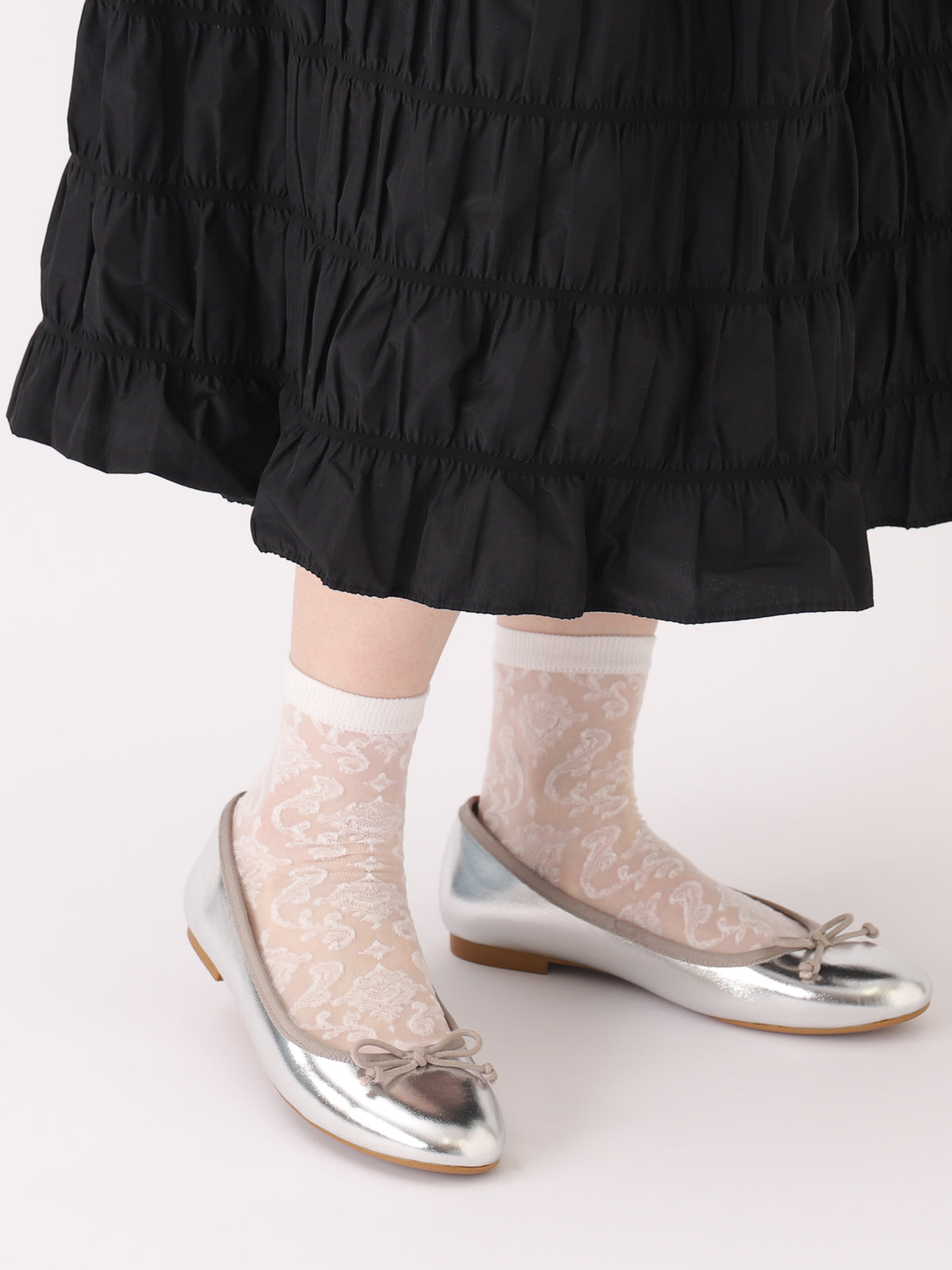 チュールダマスク柄ショートソックス