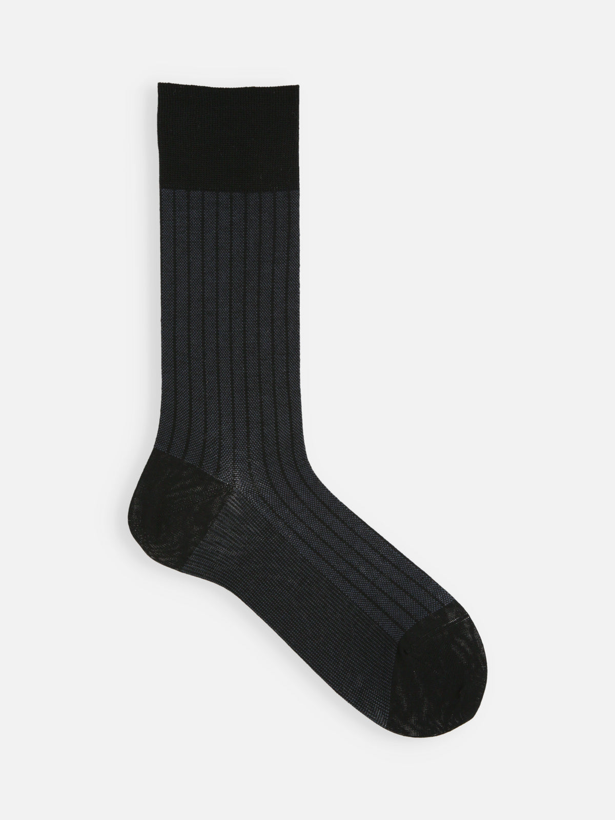 【Tabio MEN】綿麻JQストライプソックス(27.0～29.0cm) - クロ+チャコール