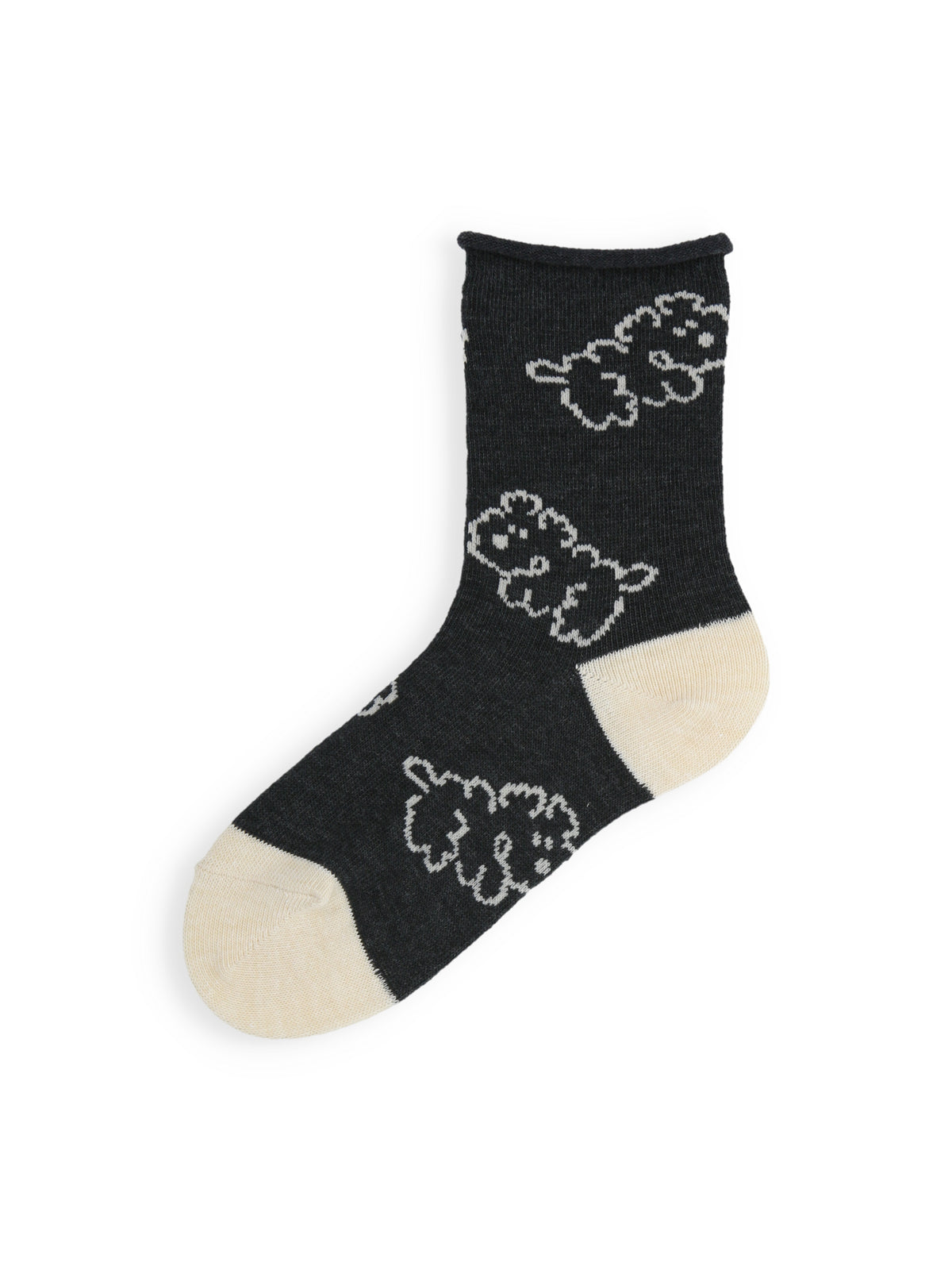 【3足1,485円】キッズ わんこ柄ショートソックス / 16-18cm - チャコールモク