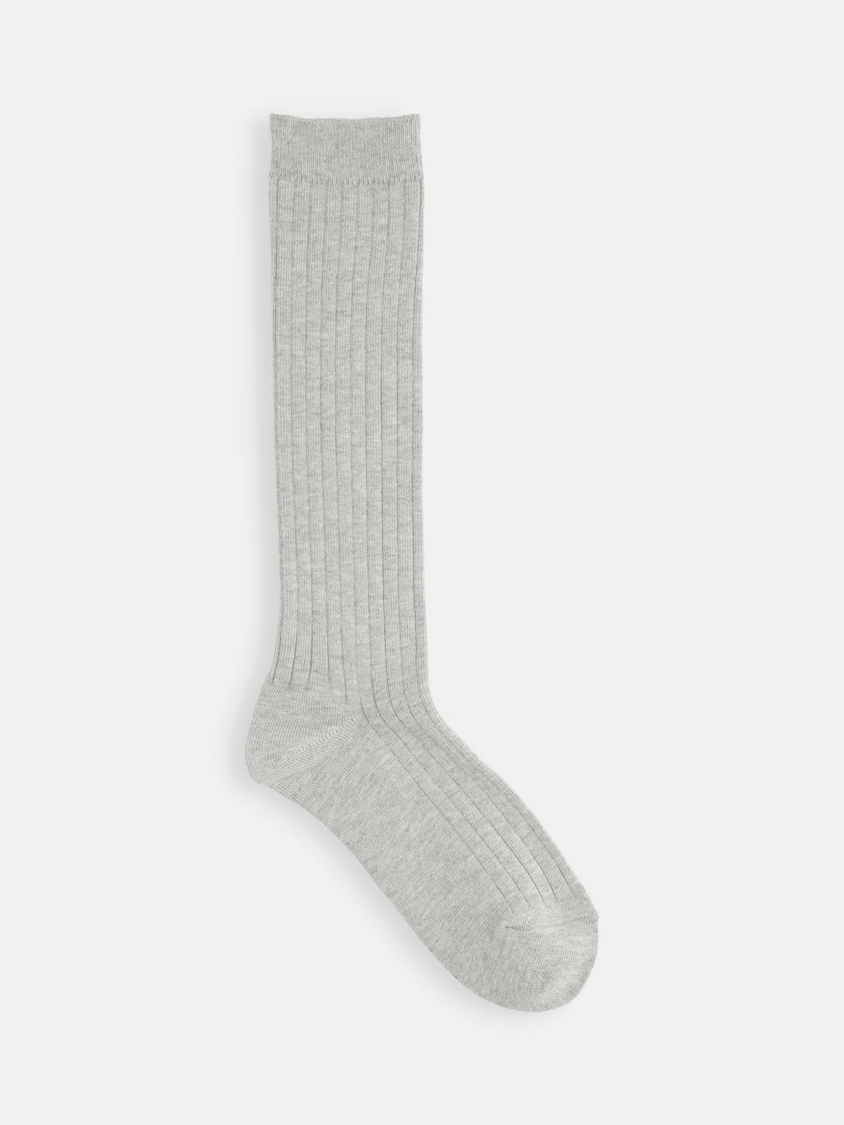 【キッズ】 表糸綿100％で毛玉が出来にくいリブハイソックス / 19-21cm - グレーモク