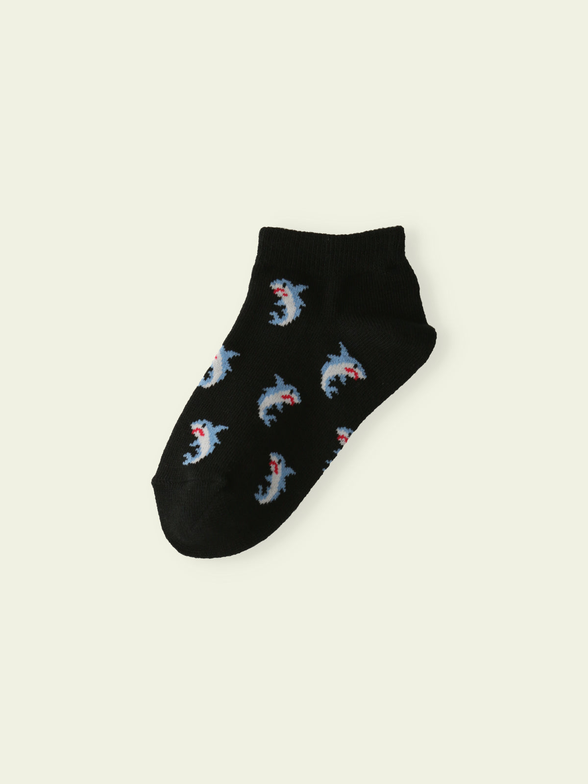 【3足1,485円】キッズ サメスニーカー丈ソックス / 13-15cm - クロ