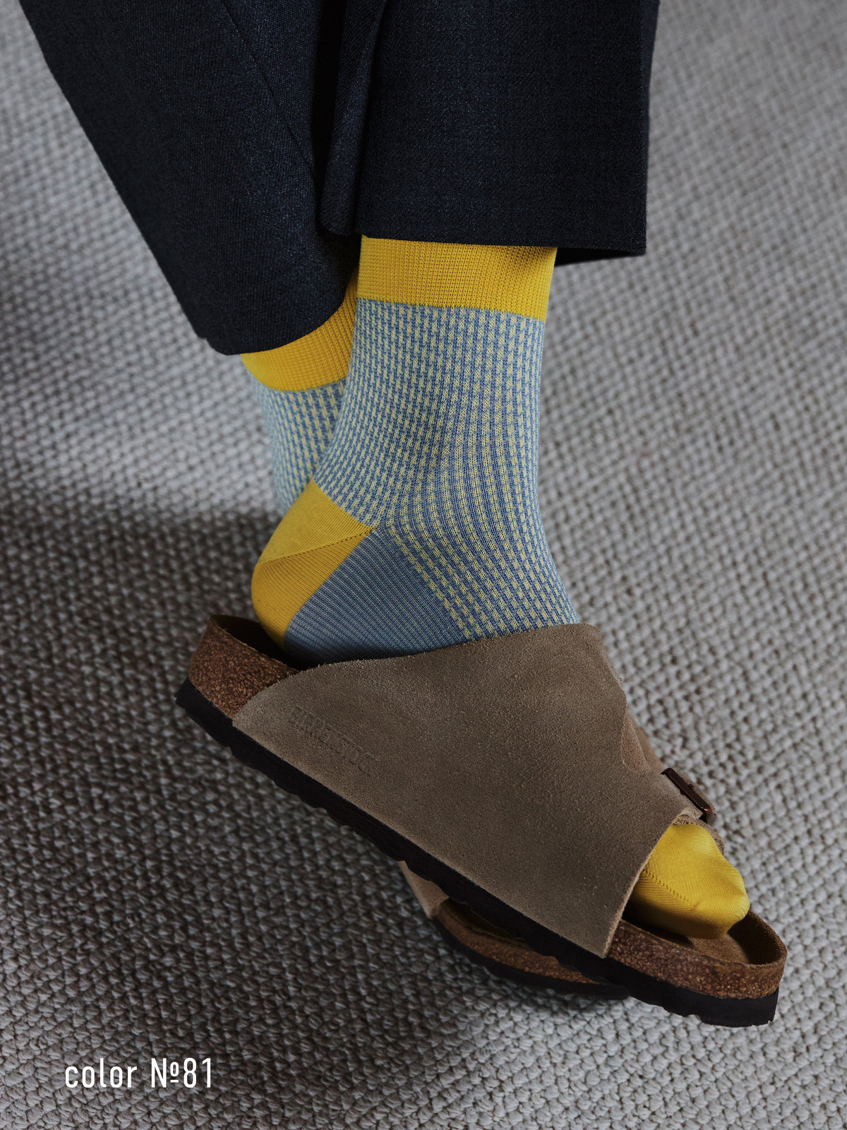 【Tabio MEN】千鳥柄JQショートソックス - レモンサックス