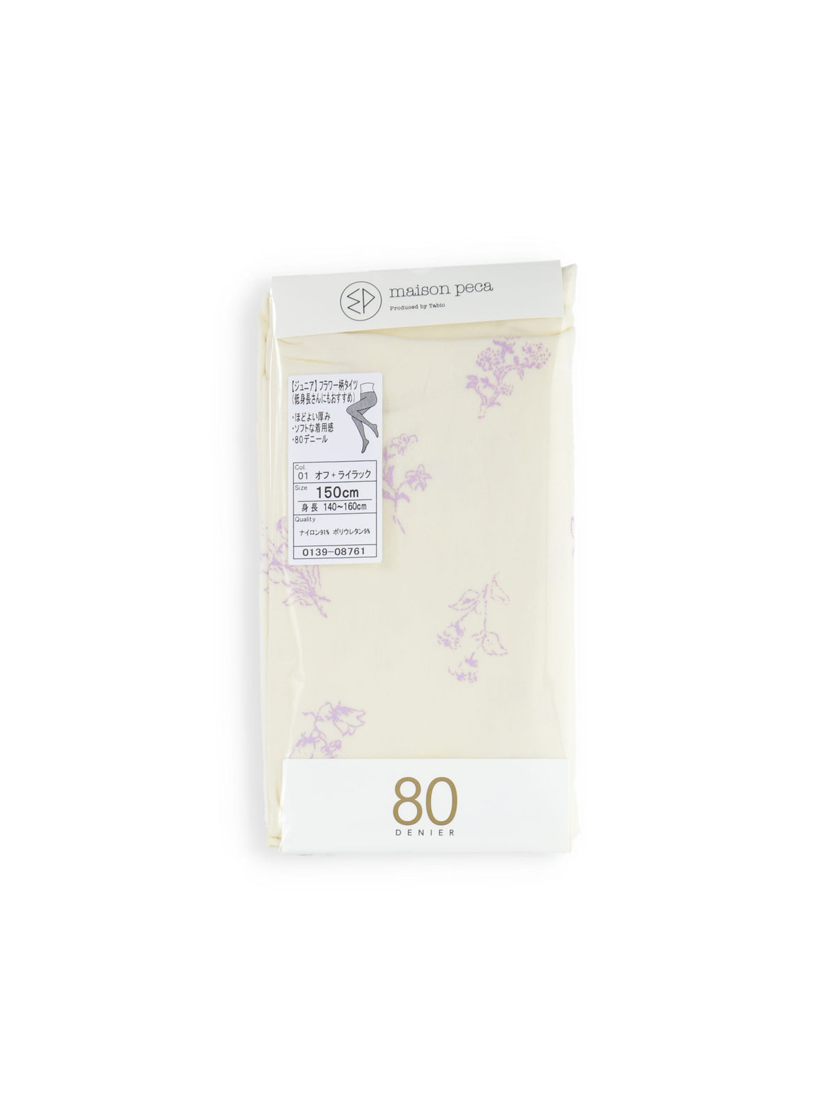 【ジュニアサイズ】80デニールフラワー柄タイツ / 140-160cm