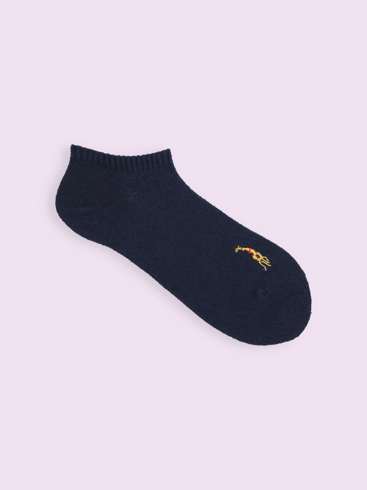 【3足1,485円】ブークレ刺繍スニーカー丈ソックス - コン+キリン