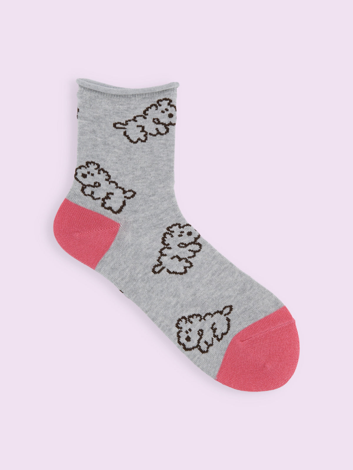 【3足1,485円】わんこ柄ショートソックス - グレー