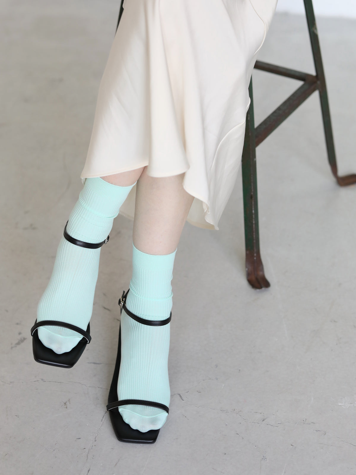 【定番】ソフトナイロンリブショートソックス - ミント