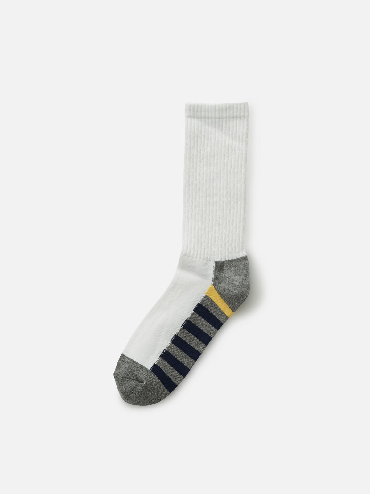 【ジュニアサイズ】足底の汚れが目立たないソックス /  22-24cm - オフホワイト＋イエロー