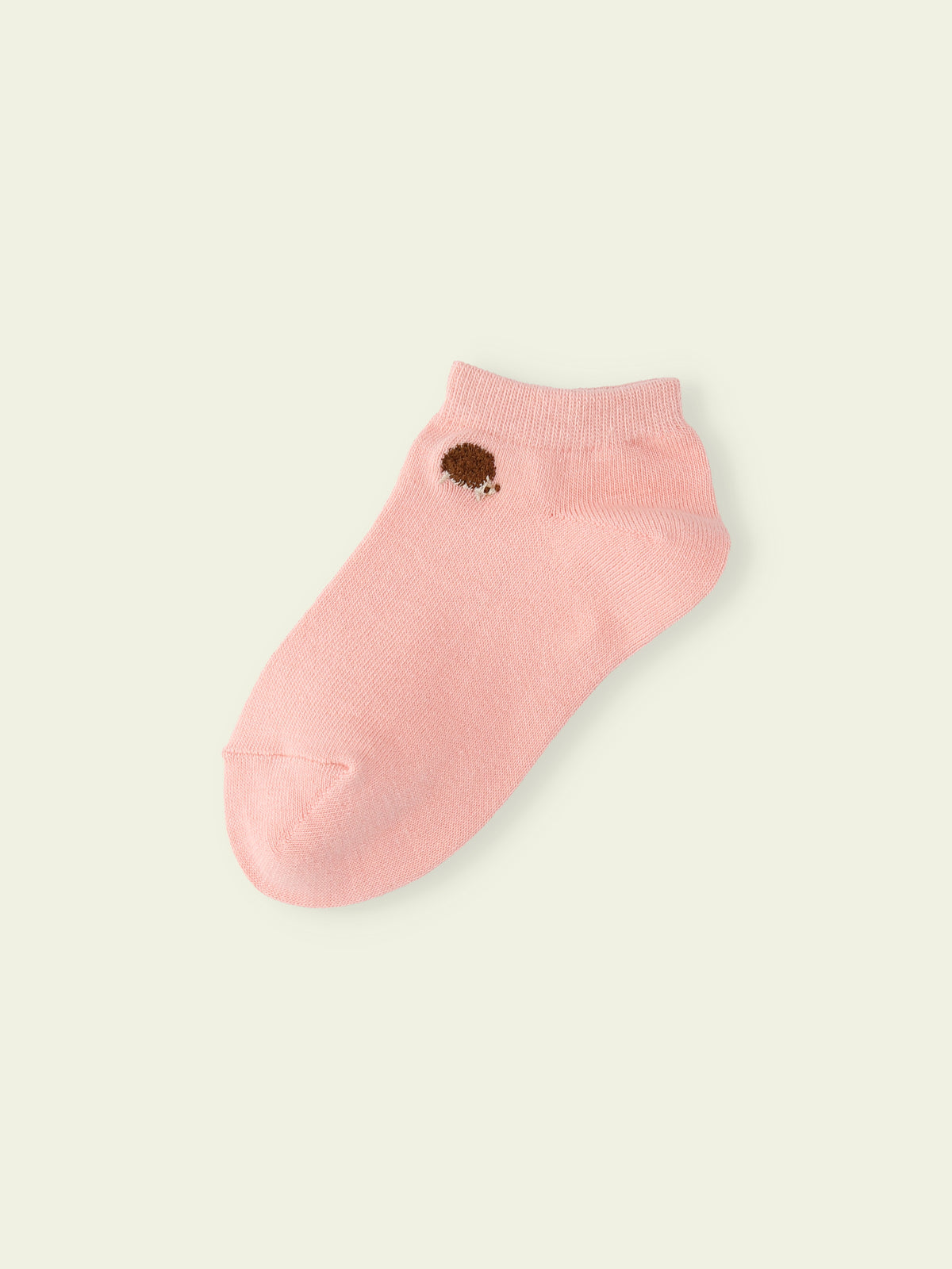【3足1,485円】キッズ いろいろ刺繍スニーカー丈ソックス / 19‐21cm - ピンク+ハリネズミ