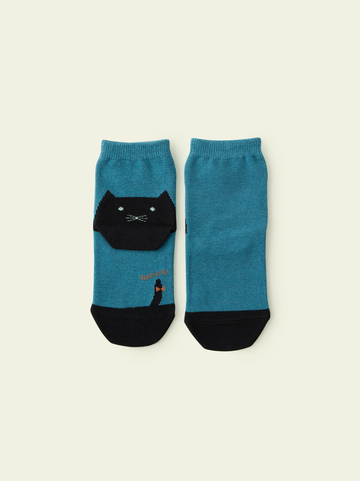【3足1,485円】キッズ かかとねこソックス / 19-21cm - エメラルドグリーン