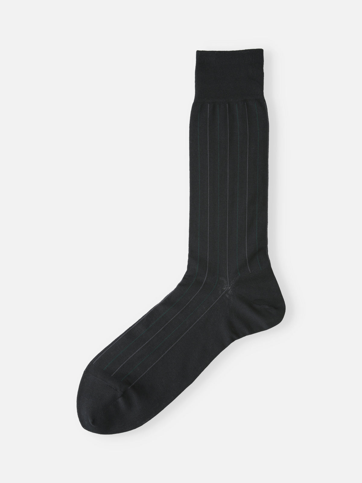 【Tabio MEN】連続シルケット ストライプソックス(27.0～29.0cm) - チャコール＋グリーン
