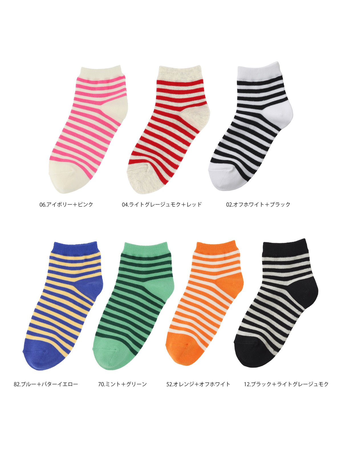【キッズ】ボーダーショートソックス / 19-21cm
