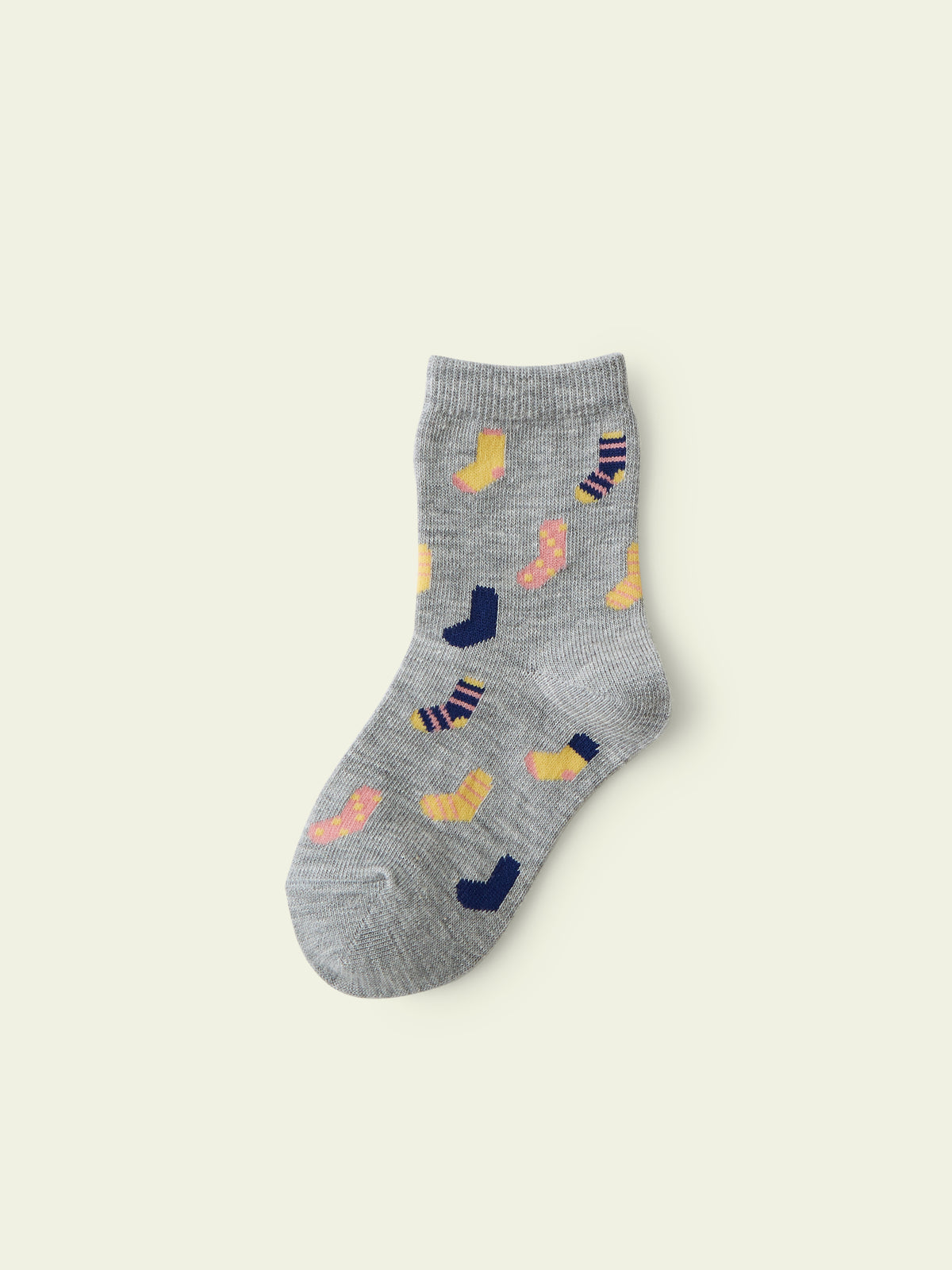 【3足1,485円】キッズ 靴下柄ショートソックス / 19-21cm - グレーモク