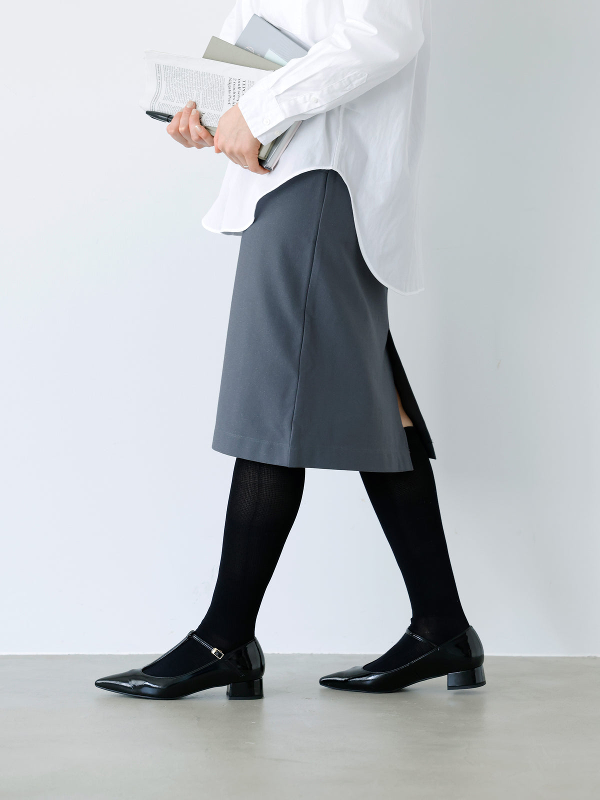 【美脚Labo】さらさら綿混着圧五本指ハイソックス / 22.5～24.5cm